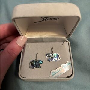 Glacier Pearle Bear Earrings - Iridescent Silver